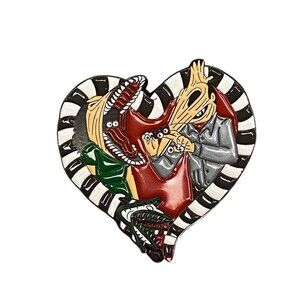 Beetlejuice Adam Barbara Scary Face Enamel Pin Ghost Couple Heart Sandworm Funny